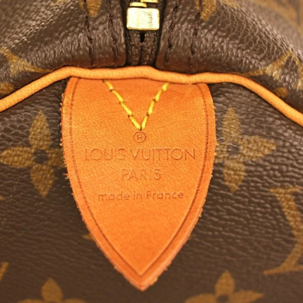 Authentic LOUIS VUITTON Speedy Travel Hand Bag Monogram Leather Brown - Picture 15 of 16